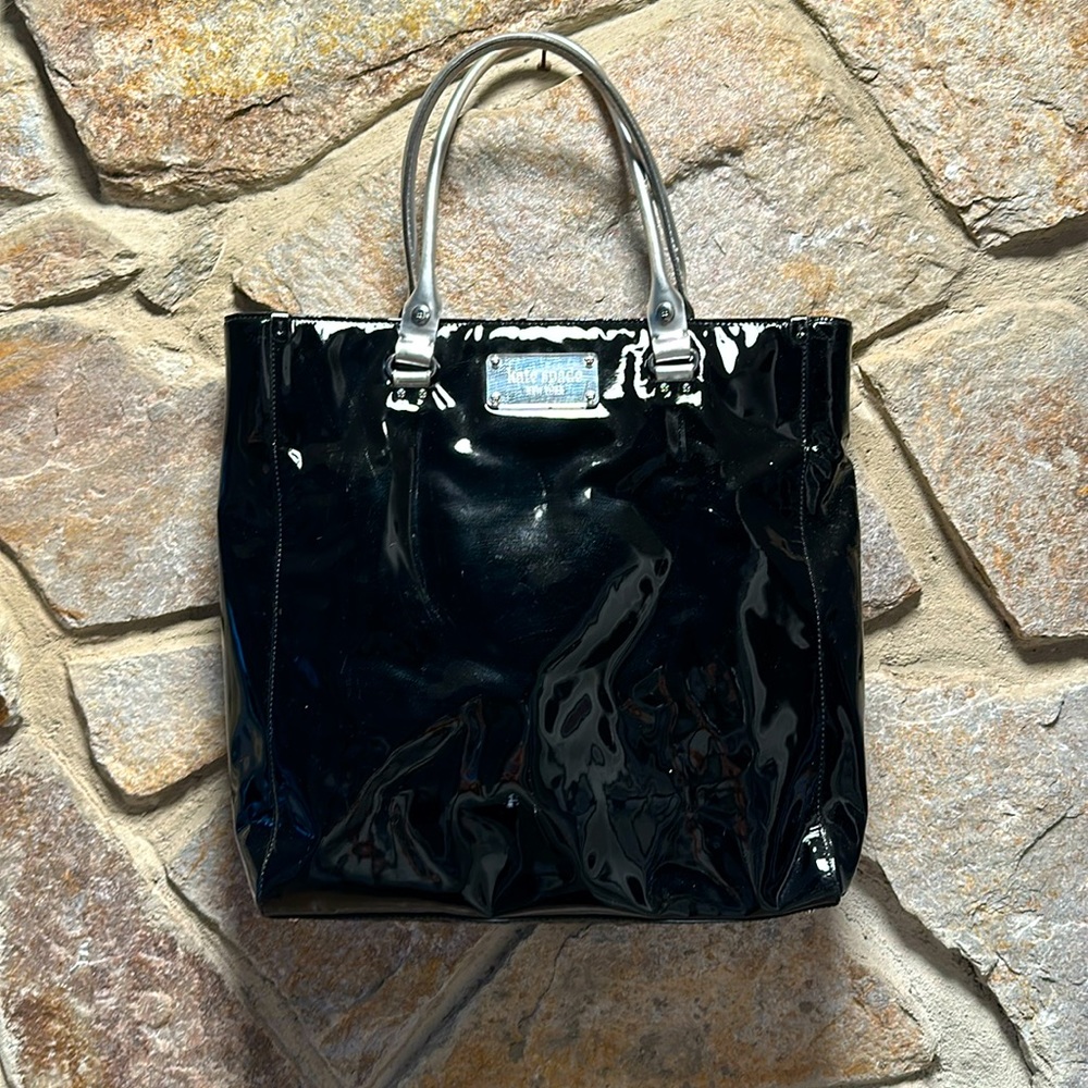 KATE SPADE black patent leather work tote